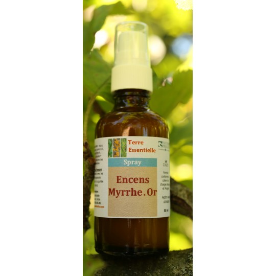 Spray d'huiles essentielles Encens myrrhe or